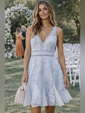 💙 Saints + Secrets Steel Blue Lace Dress (Size S)